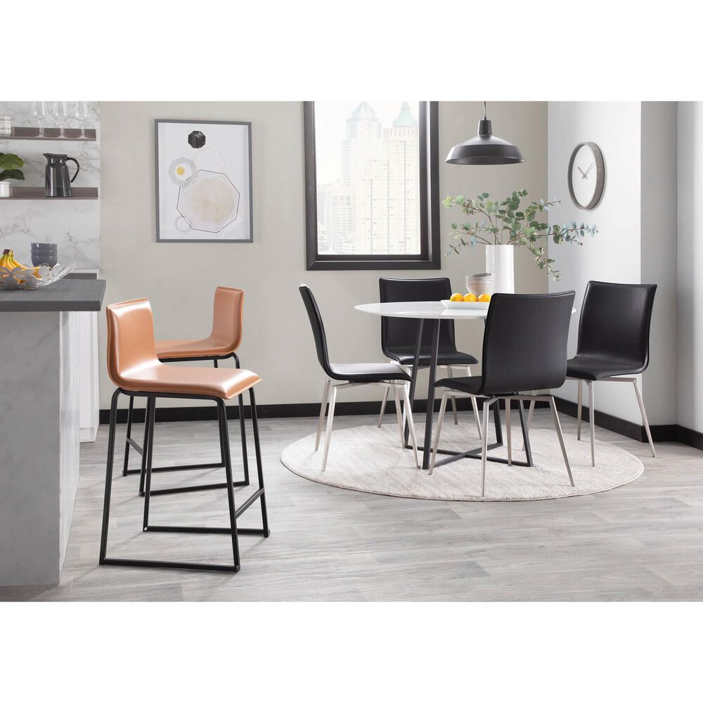 Lumisource Mason Swivel Side Chair with Black Upholstered in Brushed Stainless Steel (Set of 2), , large