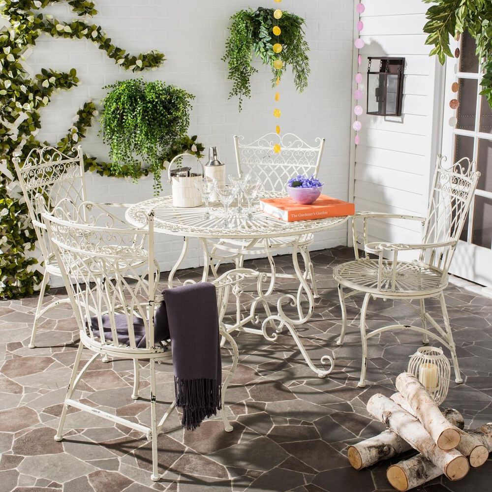 Safavieh Thessaly 5-Piece Dining Set in Antique White, , large