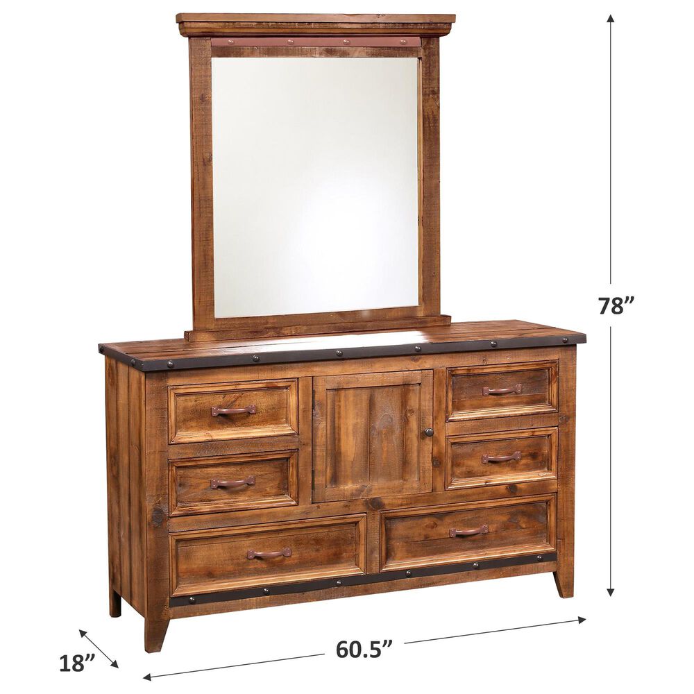 Sunset Bay Urban Rustic Dresser and Mirror in Rustic Brown, , large