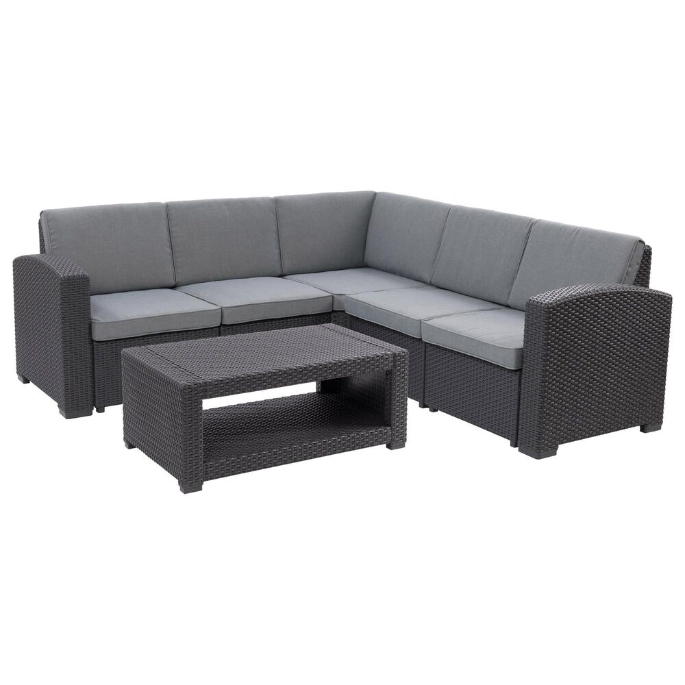 CorLiving Lake Front 6-Piece Patio Sectional in Black/Gray, , large