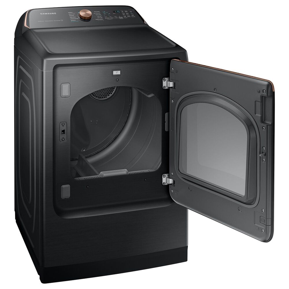 Samsung 5.5 Cu. Ft. Smart Top Load Impeller Washer and 7.4 Cu. Ft. Electric Dryer in Brushed Black, , large