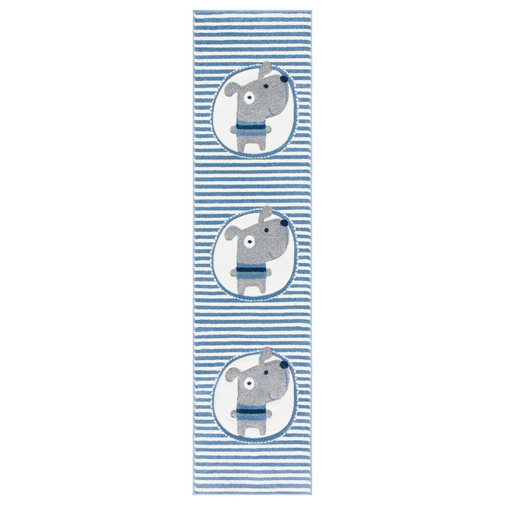 Safavieh Carousel CRK126 2" x 8" Ivory and Blue Kids Runner, , large