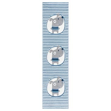 Safavieh Carousel CRK126 2" x 8" Ivory and Blue Kids Runner, , large