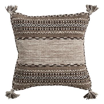 Surya Trenza 18" x 18" Polyester Fill Pillow in Taupe, Black and Light Gray, , large