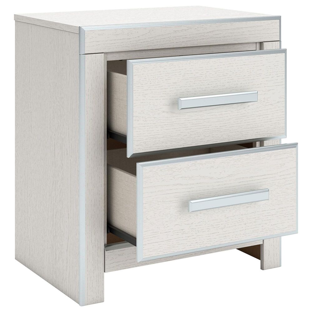 Ashley Zuraleus Queen Upholstered Platform Bed with Two Nightstands in Matte White, , large