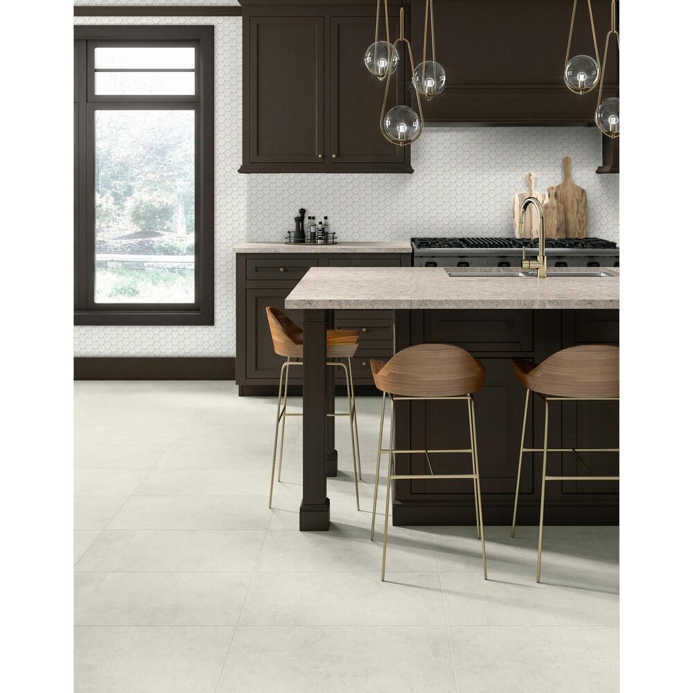 Dal-Tile Artefino Jewel Oyster 3" Pyramid Hexagon Apex on 11" x 12" Porcelain Mosaic Sheet, , large