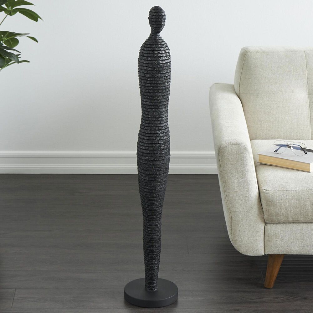 Maple and Jade 43&quot; Tall Slim Figure People Decorative Sculpture in Textured Black, , large
