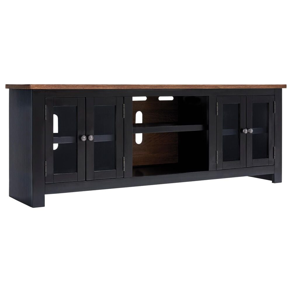 Ashley Wildenauer 76" Extra Large TV Stand with Fireplace Option in Brown and Black, , large
