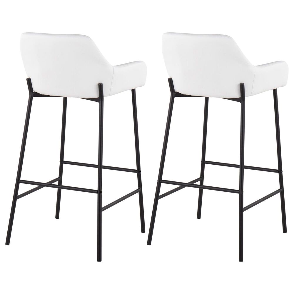 LumiSource Daniella Bar Stool with White Upholstery in Black (Set of 2), , large