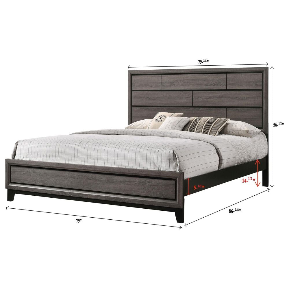 Crown Mark Akerson King Panel Bed in Grey, , large