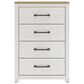 Ashley Linnocreek 5-Piece King Bedroom Set in White and Warm Brown, , large