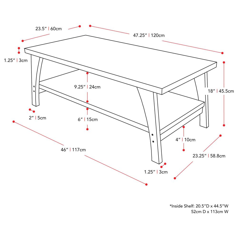 CorLiving Hollywood Coffee Table with Curved Legs in Dark Grey, , large
