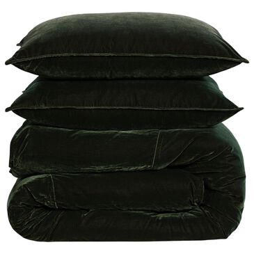 HiEnd Accents Estelle Velvet 3-Piece King/California King Comforter Set in Forest Green, , large