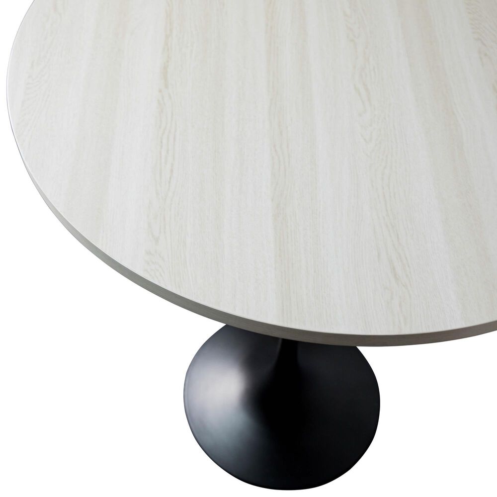 Leisuremod LeisureMod Verve Collection Modern Bar Height Table Black Base with 27 Round Light Natural Wood MDF Top, , large