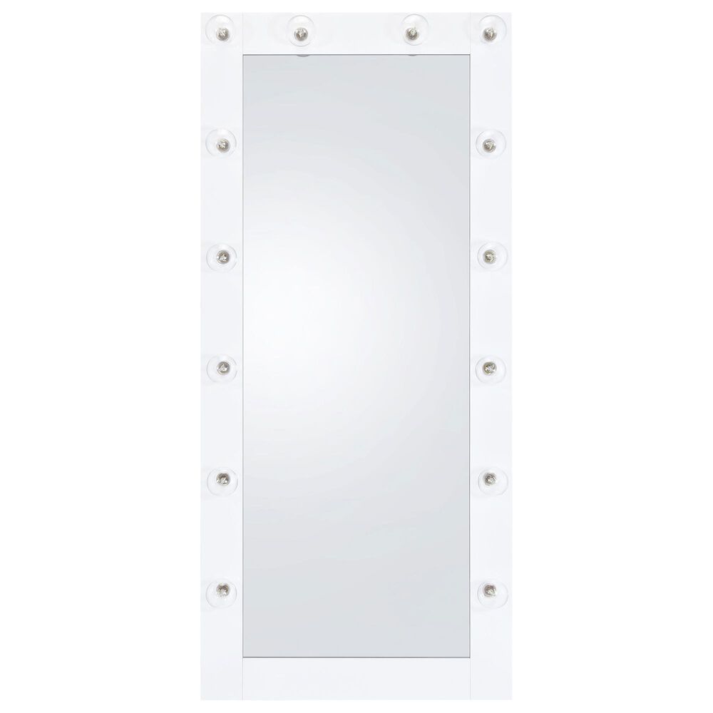 Coaster Zayan LED Lighting Floor Mirror in White Gloss &#40;Box 1&#41;, , large