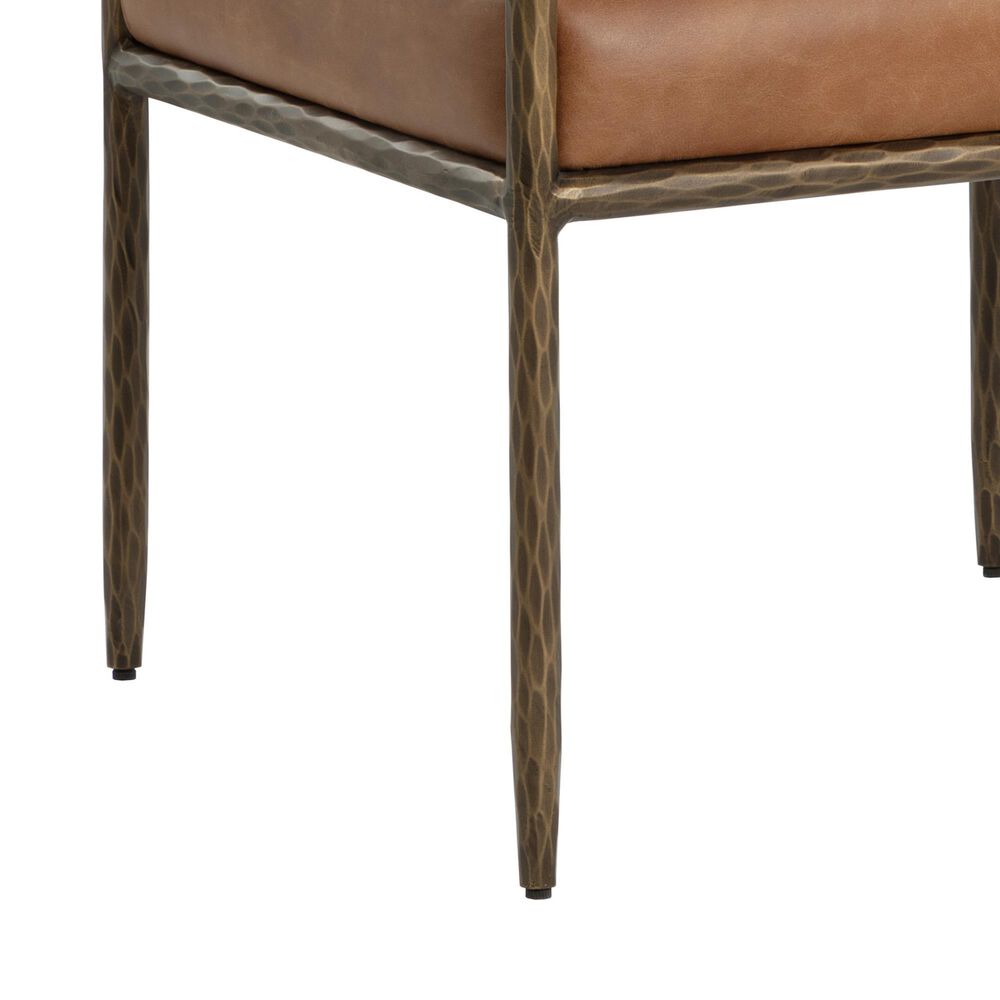 Club Collection By Sunpan Ajani Arm Chair with Tan Cushion in Antique Brass, , large