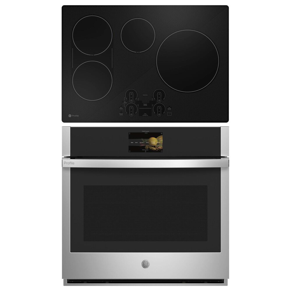 GE Profile 2-Piece Kitchen Package with Stainless Steel 30" Smart Built-In Single Wall Oven and Black 30" Energy Star Induction Cooktop, , large