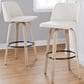 LumiSource Toriano Swivel Bar Stool with Cream Noise Fabric Upholstery in Whitewashed and Black (Set of 2), , large