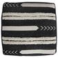 LR Home 18" Square Striped Pouf in Black and White, , large