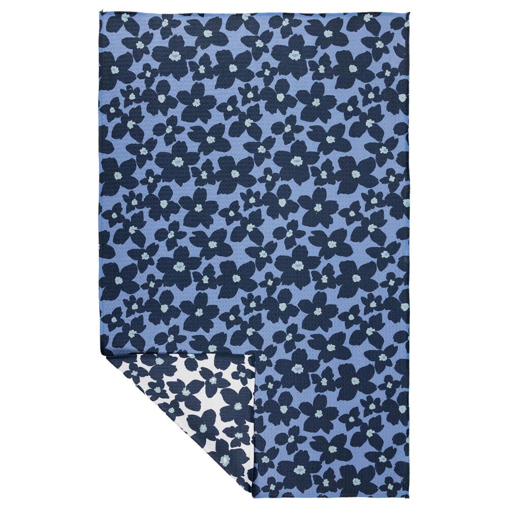 MuKitchen Vibe Dish Towel in Periwinkle Floral and White, , large