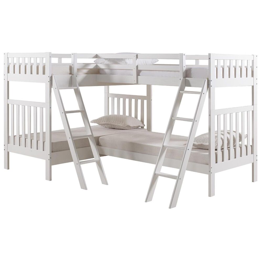 Bolton Furniture Aurora Twin over Twin Bunk Bed with Quad Bunk Extension in White, , large