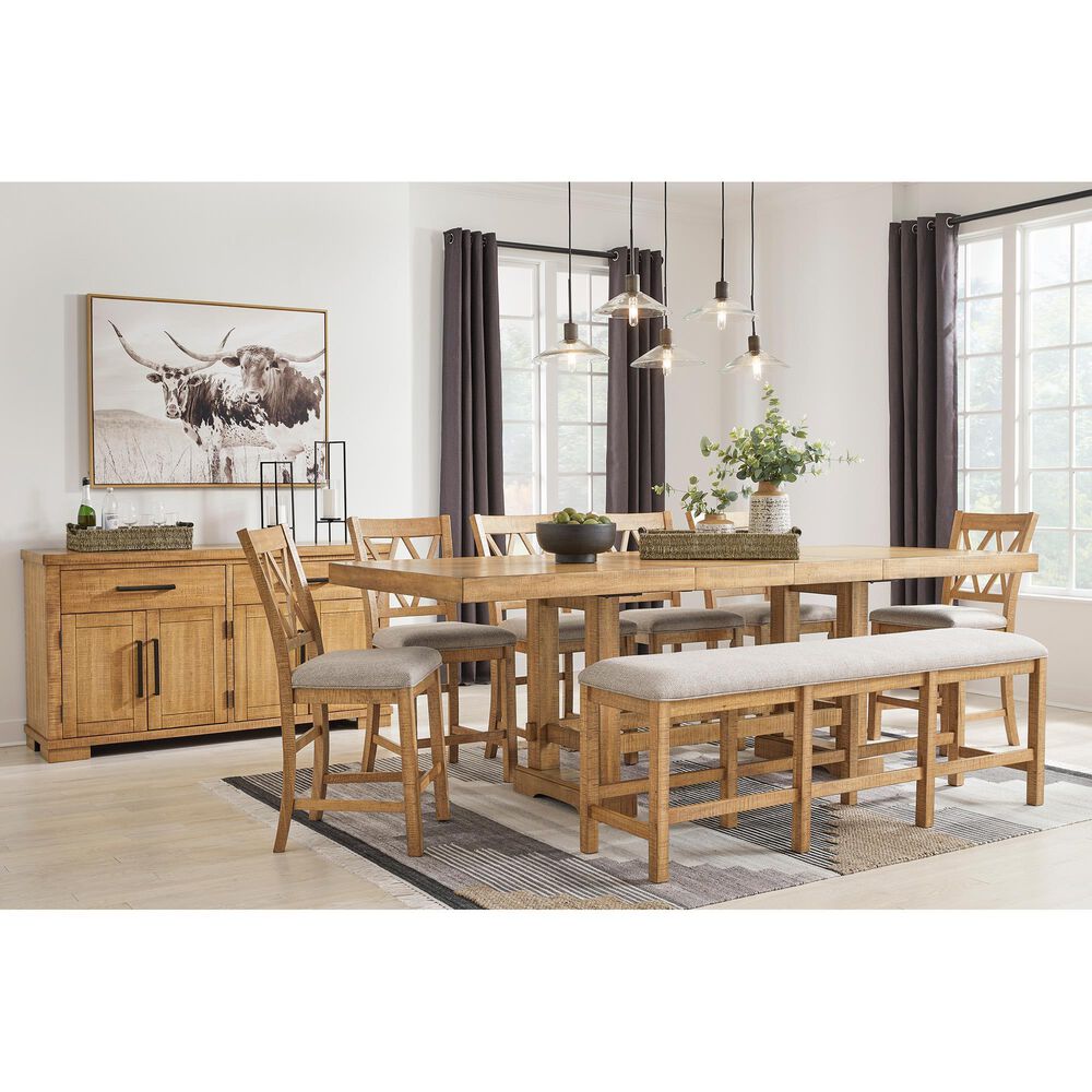 Ashley Havonplane 72&quot; Counter Height Bench in Light Brown, , large