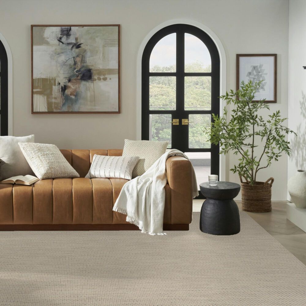 Nourison Courtyard Ivory and Silver 9&#39; x 12&#39; Indoor/Outdoor Area Rug, , large