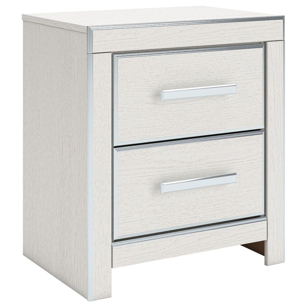 Ashley Zuraleus Queen Upholstered Platform Bed with Two Nightstands in Matte White, , large