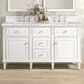 James Martin Vanities Lorelai 60" Double Vanity in Bright White with 3 cm Carrara White Marble Top, , large