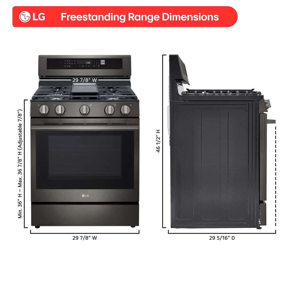 LG 6.3 Cu. Ft. Freestanding Gas Range in PrintProof Black Stainless Steel, , large