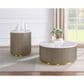 Pacific Landing Jason Round Coffee Table in White and Greige, , large