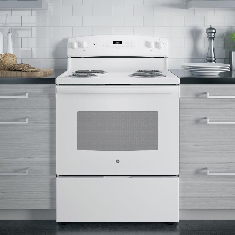 GE Appliances 30" Free-Standing Electric Range in White, , large
