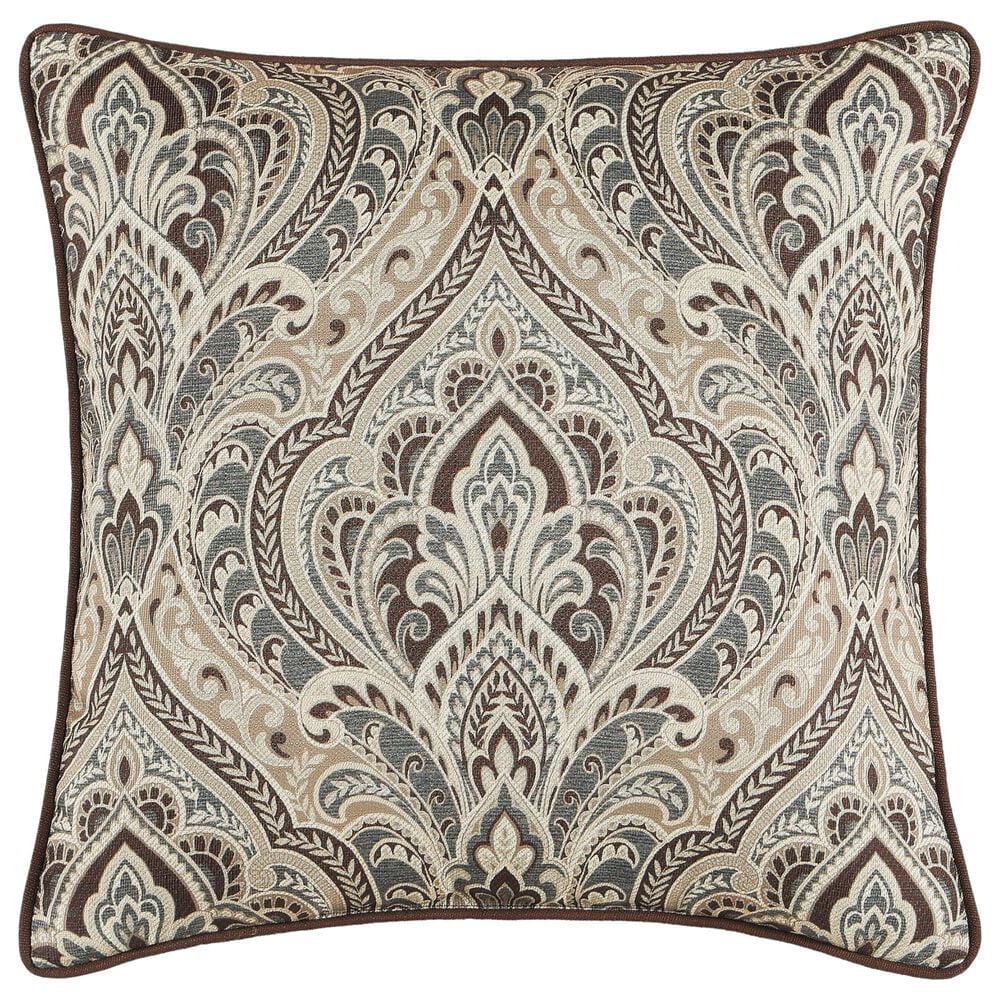 J. Queen New York Maren 18" Square Throw Pillow in Antique Gold, Beige, and Chocolate, , large
