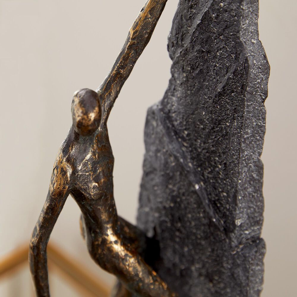 Maple and Jade People Climbing Decorative Sculpture in Bronze, Gray and Black, , large