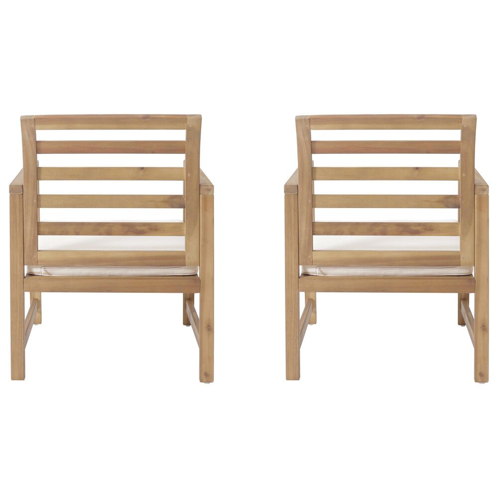 Hearth and Haven Outdoor Club Chair with White Cushion in Natural &#40;Set of 2&#41;, , large