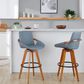 Lumisource Cosmo Swivel Barstool with Grey Cushion in Walnut and Black, , large