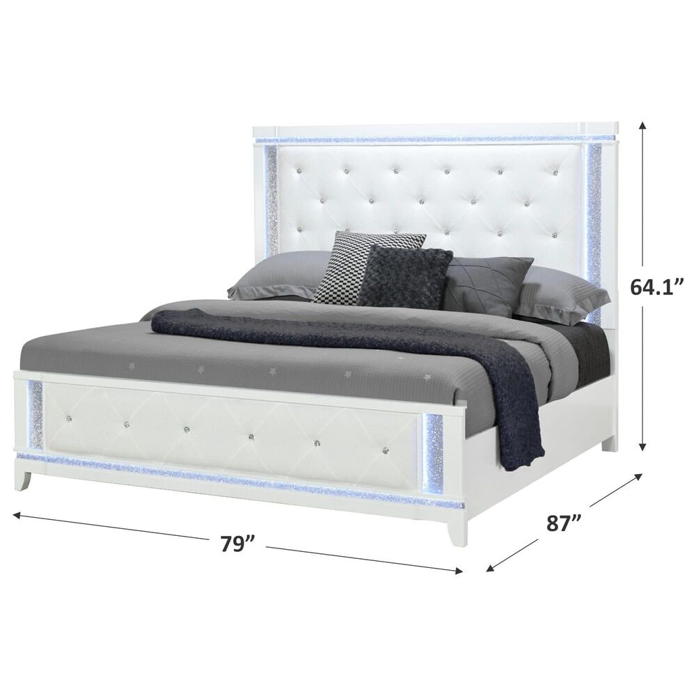 Modern Market Alina King Panel Bed with LED in White, , large