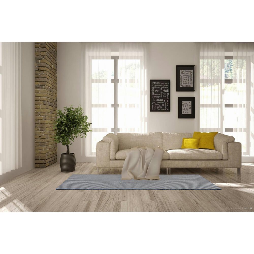 Nourison Courtyard Ivory and Blue 2&#39;2&quot; x 8&#39; Indoor/Outdoor Runner, , large