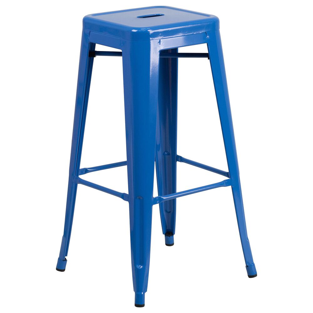 Flash Furniture 3-Piece Metal Bar Table Set in Blue, , large