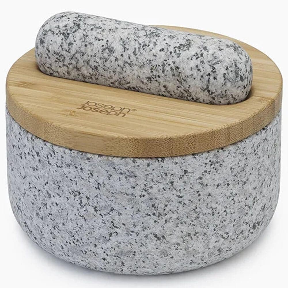 Joseph Joseph Dash Pestle and Mortar with Bamboo Lid in Grey and Brown, , large