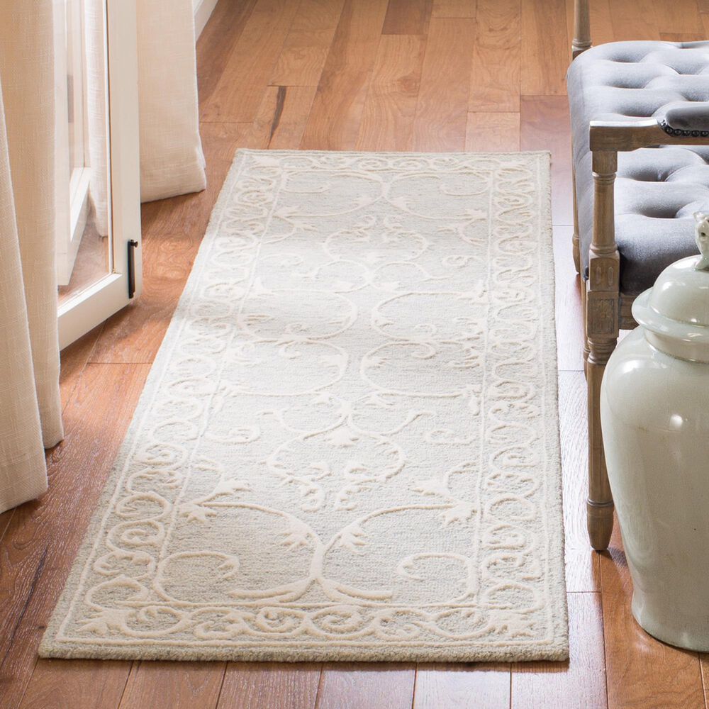 Safavieh Micro-Loop MLP507F 2&#39;3&quot; x 11&#39; Light Grey and Ivory Runner, , large