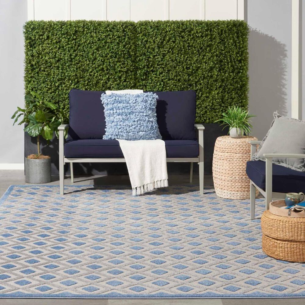 Nourison Aloha ALH26 9&#39;6&quot; x 13&#39; Blue and Grey Indoor/Outdoor Area Rug, , large