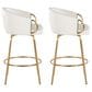 LumiSource Claire Swivel Counter Stool with White Faux Leather Upholstery in Gold (Set of 2), , large