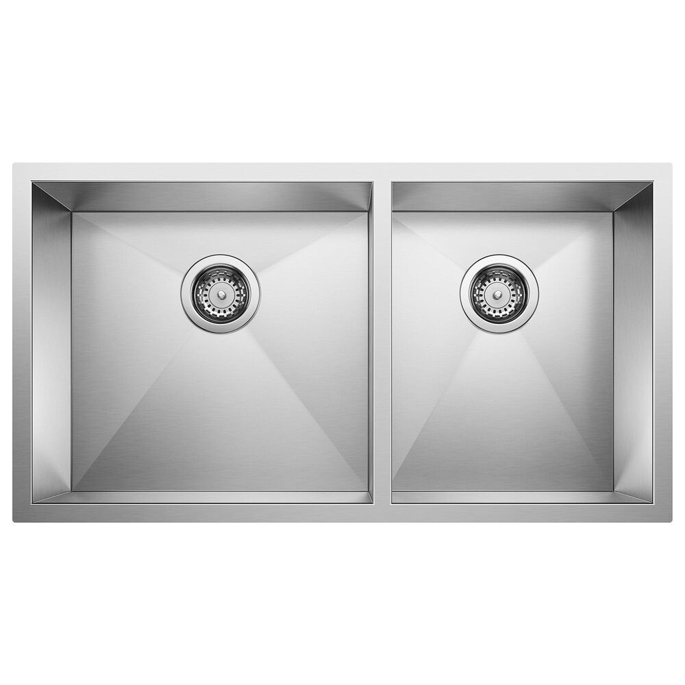 Blanco Precision 33" R10 1-3/4 Double Bowl Kitchen Sink in Satin Polished, , large