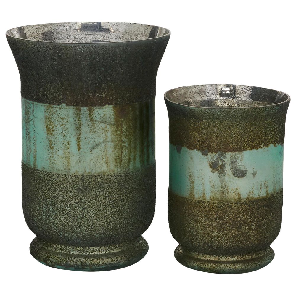 Maple and Jade Rustic Glass 82770 Candle Holders in Green (Set of 2) , , large