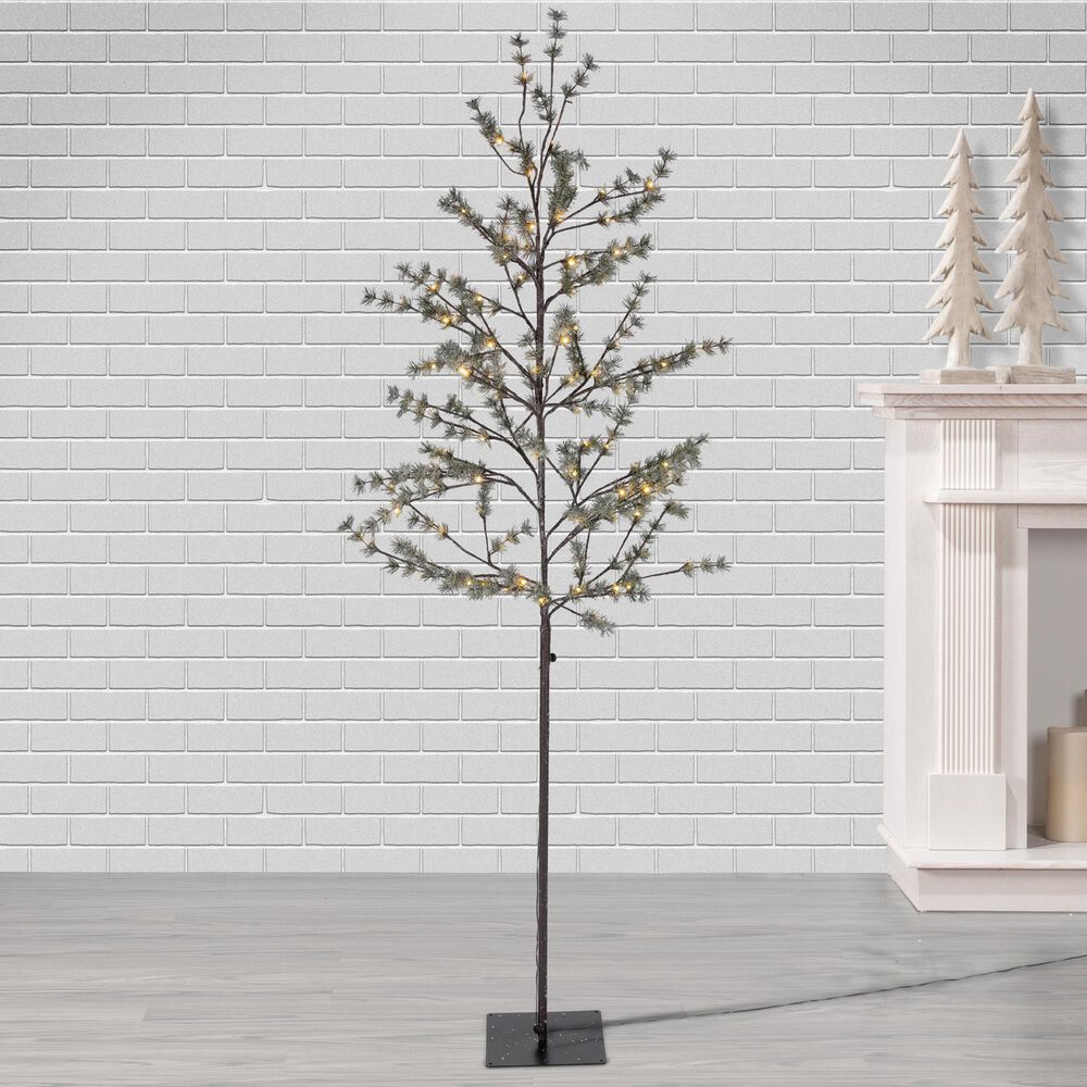 The Gerson Company 7&#39; Pre-Lit Artificial Pine Christmas Tree with LED Lights in Green, , large