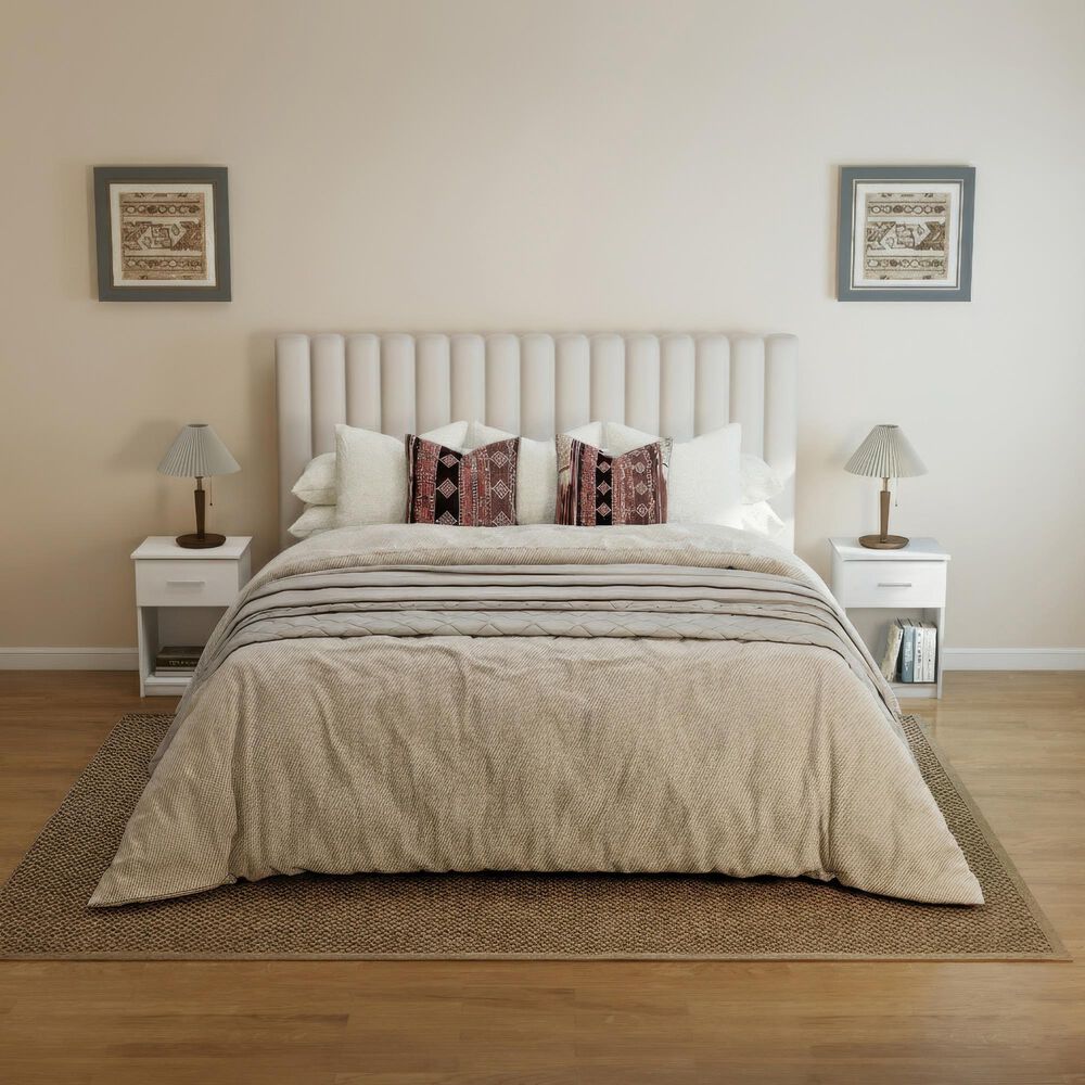 HOMLUX 1-Drawer Modern Nightstand with Bar Handle in Solid White (Set of 2), , large