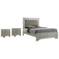 Crown Mark Lyssa Queen Panel Bed with Two Nightstands in Champagne, , large