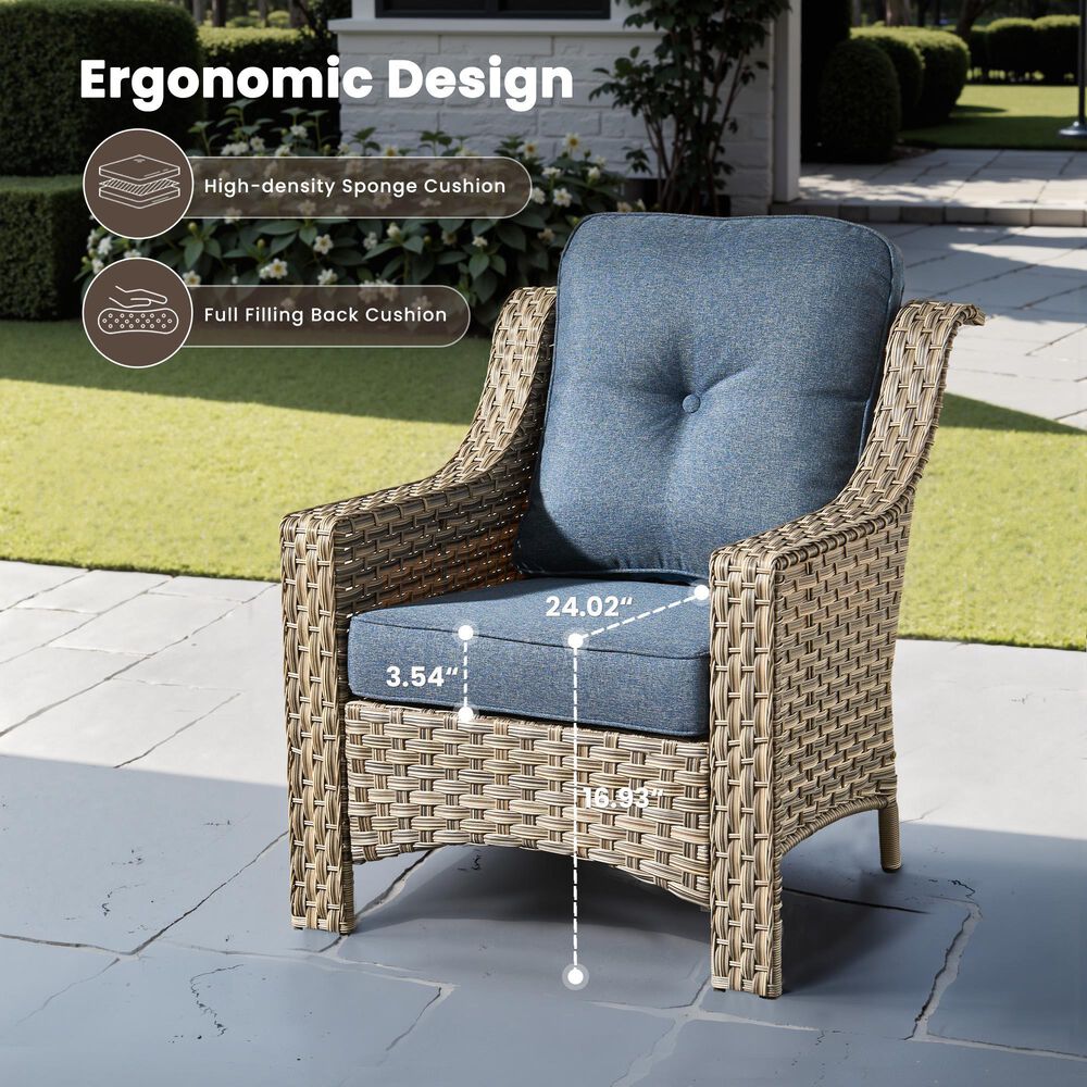HOMLUX Outdoor Arm Chair in Denim Blue (Set of 2), , large