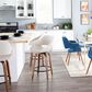 LumiSource Fabrico 26" Swivel Fixed-Height Counter Stool with Cream Noise Fabric Upholstery in Black and Walnut (Set of 2), , large